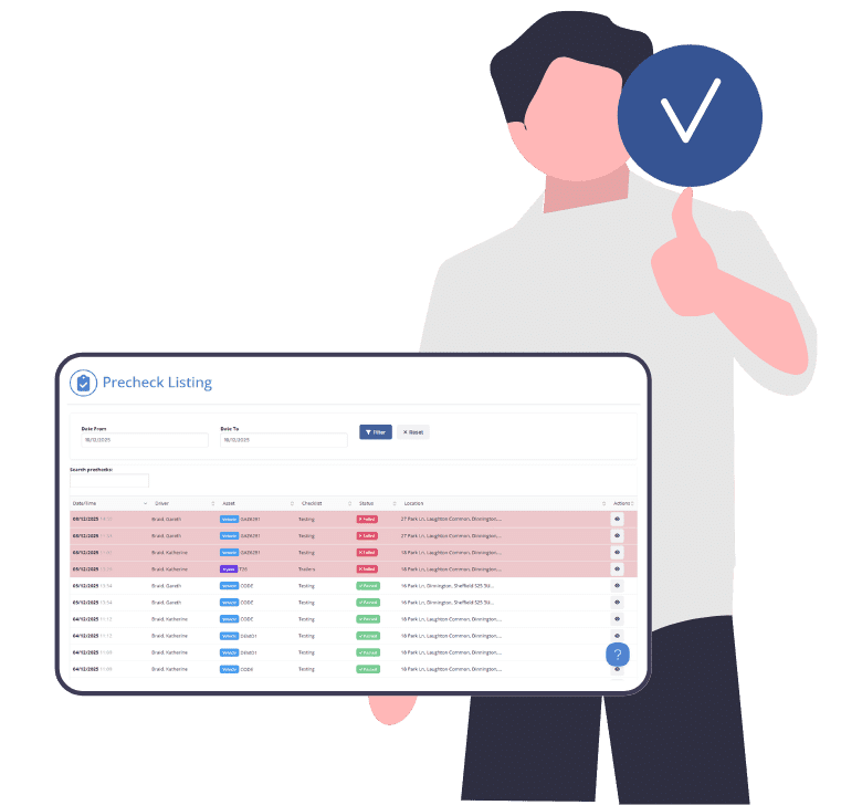 Overview of the TransMaS faults listing screen showing a centralised database of reported vehicle defects and their current status.